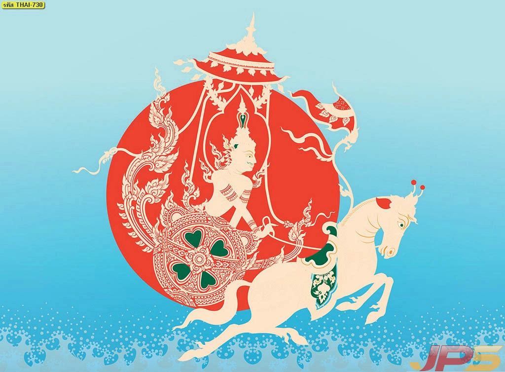 รับพิมพ์สติ๊กเกอร์ 3M ลายไทยกันน้ำรูปพระนารายณ์ทรงครุฑสีแดงมงคล กราฟิกคมชัดสูงเหมาะสำหรับตกแต่งกระจกหรือผนังที่ต้องการความโดดเด่น