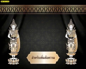 ภาพลายไทยเทพพนมพื้นสีดำทองสำหรับผนังขนาดใหญ่ สร้างจุดเด่นให้พื้นที่ห้องพระอย่างลงตัว
