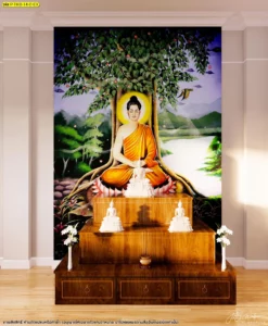 ภาพพิมพ์พุทธประวัติประสูติตรัสรู้ปรินิพพาน สำหรับงานสถาปัตยกรรมภายในและตกแต่งวัดหรือศาลาปฏิบัติธรรม