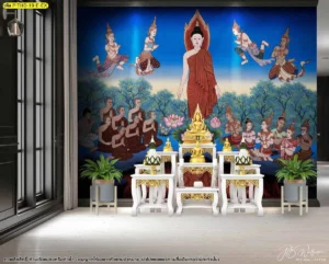 วอลเปเปอร์พระพุทธเจ้าเปิดโลกภาพลิขสิทธิ์ สำหรับฉากหลังโต๊ะบูชาในห้องพระที่ต้องการงานศิลปะไทยเด่นชัด