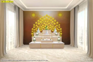 งานดีไซน์ภายในที่ผสมผสานความอบอุ่นของสีน้ำตาลเข้ากับลวดลายพรรณพฤกษาได้อย่างลงตัว