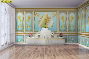 ตกแต่งมุมสงบภายในบ้านด้วยงานศิลปะร่วมสมัยบนผนังสีครีมละมุนตาช่วยสร้างบรรยากาศแห่งความเลื่อมใสและความผ่อนคลายจิตใจ